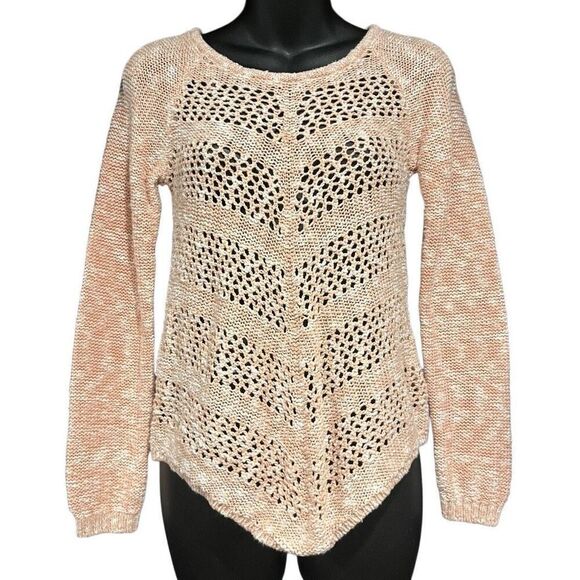 Mudd Salmon & White Pullover Knit Sweater Girl’s Size 14 - Picture 1 of 4